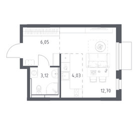Планировка студии(квартира) площадью 25.9 квадратных метров в ЖК “ЖК Мытищи Парк”