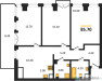 Планировка трехкомнатной(квартира) площадью 85.7 квадратных метров в “ЖК Emotion (Эмоушен)”