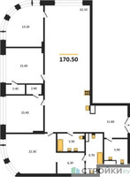 Планировка 4+ комнатной(квартира) площадью 170.5 квадратных метров в “ЖК Большая Татарская 35”