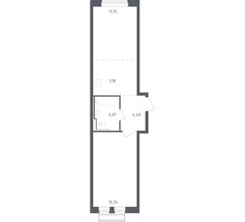 Планировка однокомнатной(квартира) площадью 44.42 квадратных метров в ЖК “ЖК Рублевский Квартал”