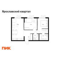 Планировка двухкомнатной(квартира) площадью 58.9 квадратных метров в “Ярославский квартал”