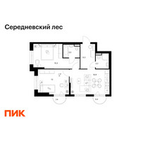 Планировка двухкомнатной(квартира) площадью 59 квадратных метров в “ЖК Середневский лес”