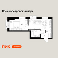 Планировка однокомнатной(квартира) площадью 31.8 квадратных метров в “ЖК Лосиноостровский парк”