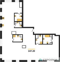 Планировка 4+ комнатной(квартира) площадью 147.2 квадратных метров в “ЖК ФизтехСити”