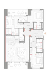 Планировка трехкомнатной(квартира) площадью 174.7 квадратных метров в ЖК “ЖК Николь”