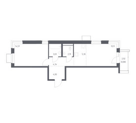 Планировка однокомнатной(квартира) площадью 47.42 квадратных метров в ЖК “ЖК Квартал Западный”