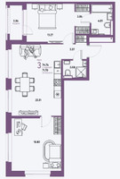 Планировка трехкомнатной(квартира) площадью 74.76 квадратных метров в “ЖК Страна.Парковая”
