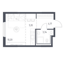 Планировка студии(квартира) площадью 22.81 квадратных метров в “ЖК Пригород Лесное”