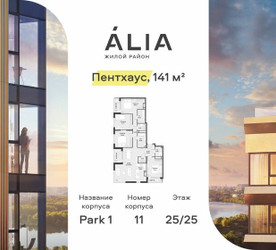 Планировка трехкомнатной(квартира) площадью 141.2 квадратных метров в ЖК “ЖК АЛИА”
