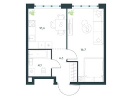 Планировка однокомнатной(квартира) площадью 36 квадратных метров в “ЖК Level Южнопортовая”