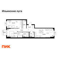 Планировка двухкомнатной(квартира) площадью 67.95 квадратных метров в “ЖК Ильинские луга”