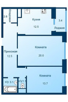 Планировка двухкомнатной(квартира) площадью 67.4 квадратных метров в “ЖК Эдельвейс (Первомайское)”