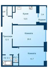 Планировка двухкомнатной(квартира) площадью 67.4 квадратных метров в ЖК “ЖК Эдельвейс (Первомайское)”