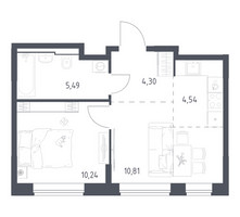 Планировка однокомнатной(квартира) площадью 35.38 квадратных метров в “ЖК Квартал Домашний”