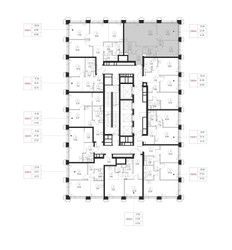 Планировка двухкомнатной(квартира) площадью 61.7 квадратных метров в ЖК “ЖК SET (Сет)”