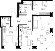 Планировка трехкомнатной(квартира) площадью 79.1 квадратных метров в “Мультиквартал СИТИДЗЕН”