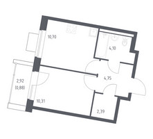 Планировка однокомнатной(квартира) площадью 33.13 квадратных метров в “ЖК Квартал Западный”