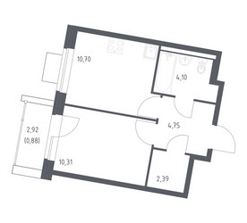 Планировка однокомнатной(квартира) площадью 33.13 квадратных метров в ЖК “ЖК Квартал Западный”