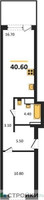 Планировка однокомнатной(апартаменты) площадью 40.6 квадратных метров в “ЖК Равновесие”