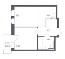 Планировка однокомнатной(квартира) площадью 35.1 квадратных метров в “ЖК Рублевский Квартал”