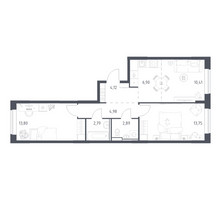 Планировка двухкомнатной(квартира) площадью 59.64 квадратных метров в “ЖК Подольские кварталы”