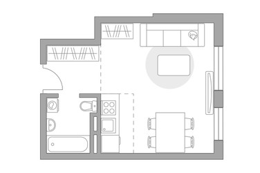 Планировка студии(квартира) площадью 28.86 квадратных метров в ЖК “ЖК Аникеевский”