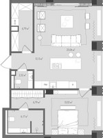 Планировка однокомнатной(квартира) площадью 73.51 квадратных метров в “Клубный дом Форум”