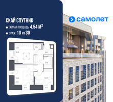Планировка двухкомнатной(апартаменты) площадью 58.58 квадратных метров в “ЖК Скай Спутник”