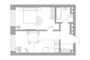Планировка однокомнатной(квартира) площадью 45.16 квадратных метров в “ЖК Павелецкая от Гранель”