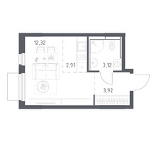 Планировка студии(квартира) площадью 22.27 квадратных метров в “ЖК Мытищи Парк”