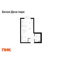 Планировка студии(квартира) площадью 28.5 квадратных метров в “ЖК Белая Дача парк”