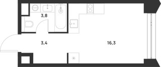 Планировка студии(квартира) площадью 23.5 квадратных метров в “ЖК Войс”
