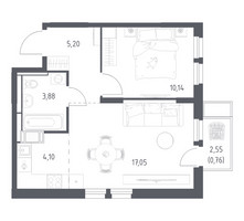 Планировка однокомнатной(квартира) площадью 41.13 квадратных метров в “ЖК Большое Путилково”