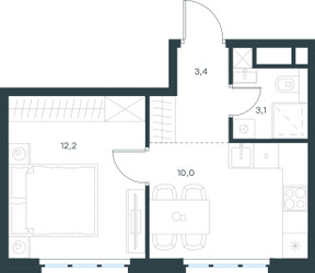 Планировка студии(квартира) площадью 28.7 квадратных метров в ЖК “ЖК Левел Южнопортовая”