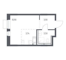 Планировка студии(квартира) площадью 22.04 квадратных метров в ЖК “ЖК Пятницкие луга”