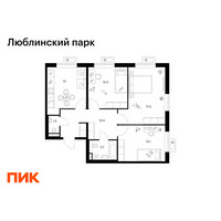 Планировка трехкомнатной(квартира) площадью 73.5 квадратных метров в “ЖК Люблинский парк”