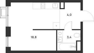 Планировка студии(квартира) площадью 26.2 квадратных метров в “ЖК Форевиль”