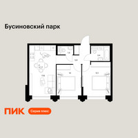 Планировка двухкомнатной(квартира) площадью 50.4 квадратных метров в “ЖК Бусиновский парк”