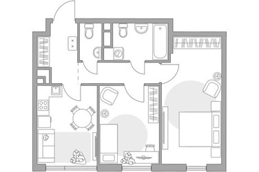 Планировка двухкомнатной(квартира) площадью 51.36 квадратных метров в ЖК “ЖК Нижегородская от Гранель”