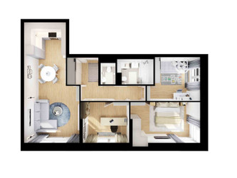 Планировка трехкомнатной(квартира) площадью 72.1 квадратных метров в ЖК “ЖК Руставели 14”