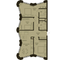 Планировка трехкомнатной(квартира) площадью 74.4 квадратных метров в “ЖК Дом на Часовой”