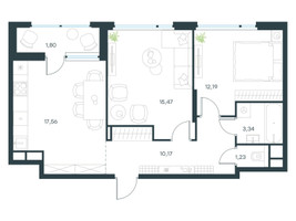 Планировка двухкомнатной(квартира) площадью 61.76 квадратных метров в “ЖК Город в лесу (Микрогород В лесу)”