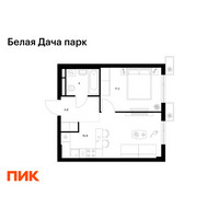 Планировка однокомнатной(квартира) площадью 36.8 квадратных метров в “ЖК Белая Дача парк”
