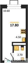 Планировка студии(квартира) площадью 17.8 квадратных метров в ЖК “ЖК Видный берег 2”