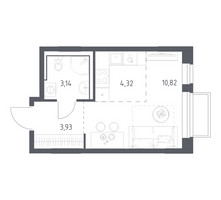 Планировка студии(квартира) площадью 22.21 квадратных метров в “ЖК Томилино Парк”