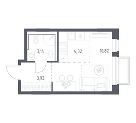 Планировка студии(квартира) площадью 22.21 квадратных метров в ЖК “ЖК Томилино Парк”