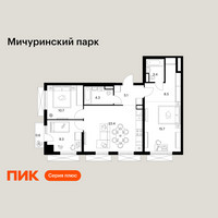 Планировка трехкомнатной(квартира) площадью 81 квадратных метров в “ЖК Мичуринский Парк”