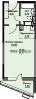 Планировка студии(квартира) площадью 32.5 квадратных метров в “ЖК Соболевка”