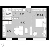 Планировка двухкомнатной(квартира) площадью 45.2 квадратных метров в “Апрелевка Клаб”
