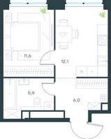 Планировка однокомнатной(квартира) площадью 35.6 квадратных метров в “ЖК Level Звенигородская”